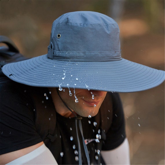 Fashion Summer Bucket Hat Cowboy Men Outdoor Fishing Hiking Beach Hats  Breathable Anti UV Sun Cap Large Wide Brim Fishermen Hat 