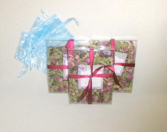3pk Potpourri Mix in Clear Plastic Boxes 8oz each: Incl. 3 Blue Organza Sachets