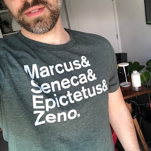Stoicism t-shirt, Marcus Aurelius, Seneca, Epictetus, Stoic philosophers mens shirts