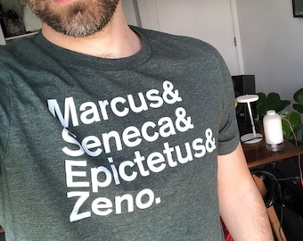 Stoicism t-shirt, Marcus Aurelius, Seneca, Epictetus, Stoic philosophers mens shirts