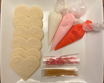 Gluten free Vegan Valentine Decorating Kit | Dairy Free Cookies | Heart Shaped Cookies | Love Cookies | Gift