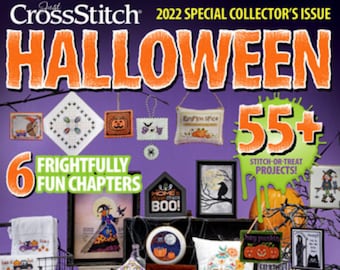 Just Cross Stitch 2022 Número de Halloween, Revista con patrones de punto de cruz contados