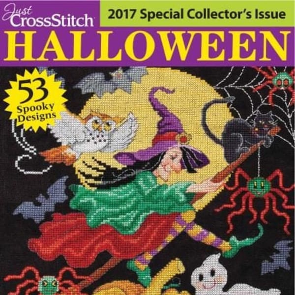 Just Cross stitch 2017 Halloween issue, Magazine with counted cross stitch patterns, 50+ Spooky Designs