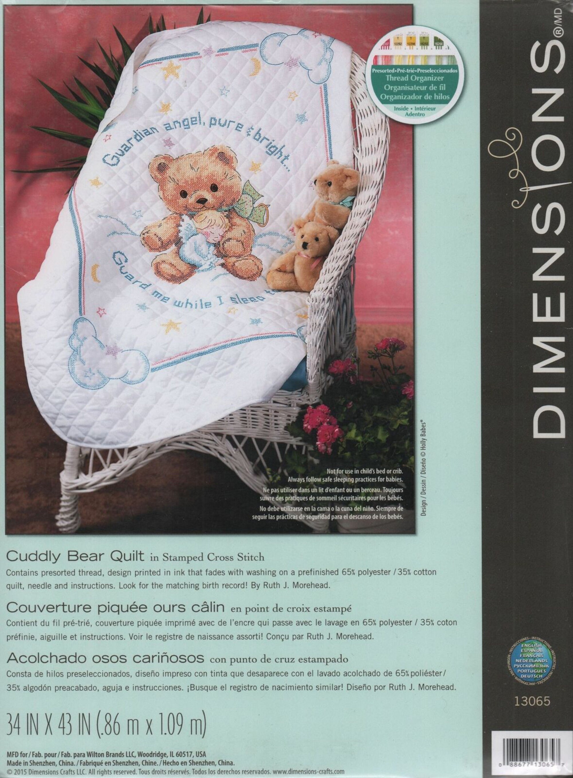 Design Works Stamped Cross Stitch Kit Baby Quilt BABYS FOREST QUILT Pre  Quilted and Bound 34 X 43 -  Finland