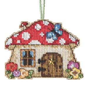 Korsstygnskit med svamphus från Mill Hill, MH16-2215, Modern broderiringkonst, Trädgårdstomtar med förtrollningsdekorationer