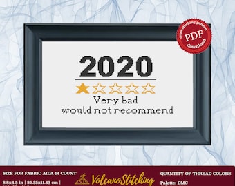 2020 Muy malo no recomendaría patrón de punto de cruz, arte de aro de cita, descarga digital instantánea