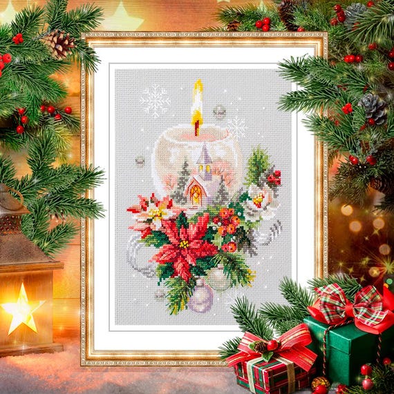 マジックニードルのクリスマスキャンドルクロスステッチキット - Etsy 日本