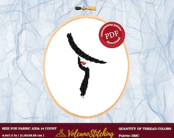 Silhouette cross stitch PDF pattern, Instant digital download, Modern hoop art, Black lady embroidery design