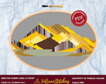 Yellow Mountains #35 Cross Stitch Embroidery PDF Pattern Download | Cross Stitch Patterns | Cross Stitch World | Stitch Patterns | Xstitch