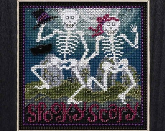Spooky Scary cross stitch kit, Buttons and Beads by Mill Hill, MH14-1723, Autumn series, Modern embroidery hoop art