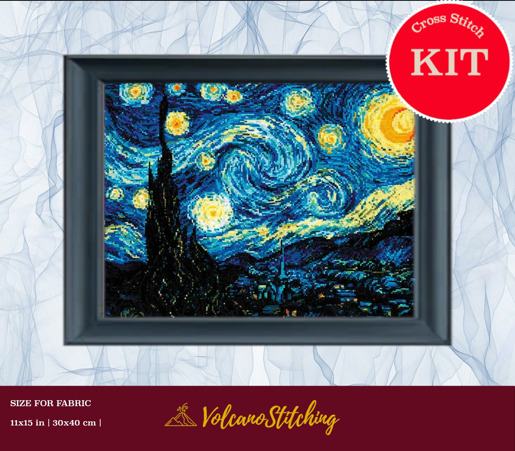 ゴッホの絵画をモチーフにした星月夜クロスステッチキット RIOLIS 1088