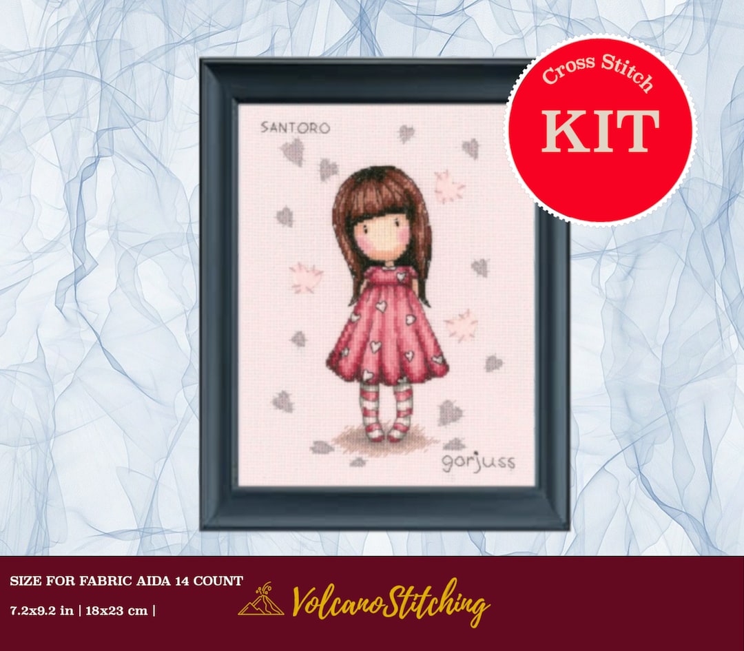 Little Love Cross Stitch Kit by Vervaco, Gorjuss Girls, Embroidery Hoop