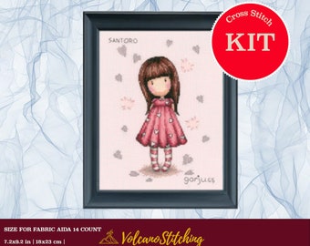 Little Love cross stitch kit by Vervaco, Gorjuss girls, Embroidery hoop art, Santoro London