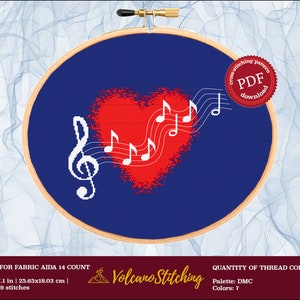 Music #71 Cross Stitch Embroidery PDF Pattern Download | Cross Stitch Patterns | Cross Stitch World | Stitch Patterns| xstitch pattern