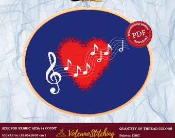 Music #71 Cross Stitch Embroidery PDF Pattern Download | Cross Stitch Patterns | Cross Stitch World | Stitch Patterns| xstitch pattern