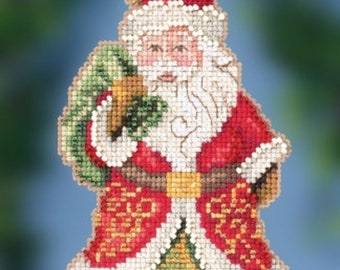 Gift Bearing Santa cross stitch kit, Jim Shore by Mill Hill, JS20-2015, Modern embroidery hoop art