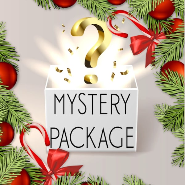 Christmas mystery box, Hand dyed fabric package, Cross stitch accessorizes