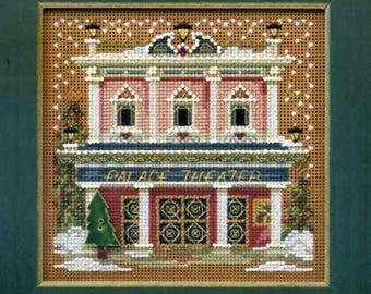 Palace Theater cross stitch kit by Mill Hill, MH14-4302, Buttons and Beads, Winter series, Christmas Village