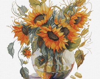 Vase with Sunflower Cross Stitch Kit by Luca-S