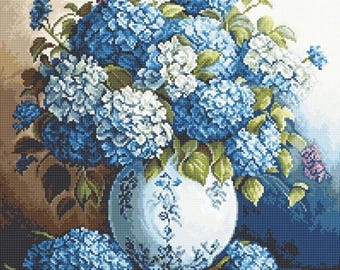 Vase with Hydrangeas Cross Stitch Kit by Luca-S