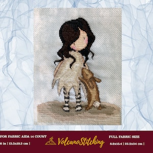 Gorjuss Mädchen abgeschlossen Kreuzstich, ungerahmt Nadelspitze Design, fertige Stickerei Kunst, Bothy Threads