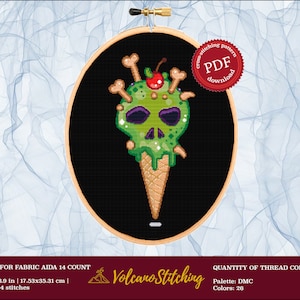 Monster Ice Cream #69 Cross Stitch Embroidery PDF Pattern Download | Cross Stitch Patterns | Cross Stitch World | Stitch Patterns| xstitch