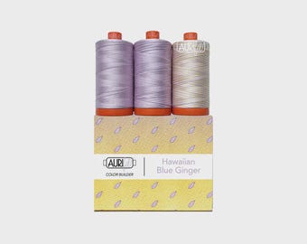 Aurifil Hawaiian Blue Ginger Thread Set, 3 Large Spools, 50wt Cotton
