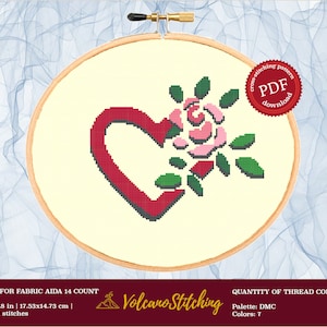 Modern cross stitch pattern, Flower embroidery hoop art, Floral modern counted xstitch, PDF instant digital download