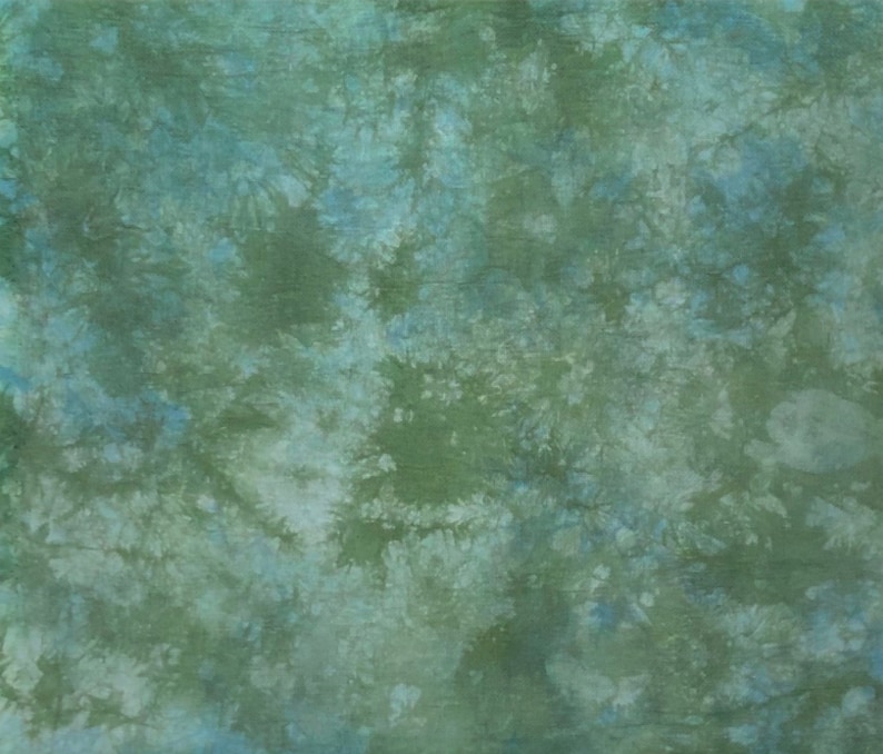 Abstract green and a little bit royal blue design Hand dyed 18 count Aida Brand new cross stitch fabric