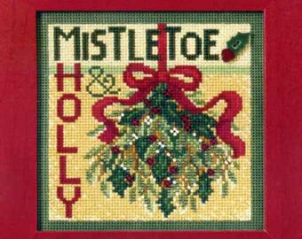 Kit de punto de cruz de muérdago de Mill Hill, MH14-9304, Botones y cuentas, Serie invierno, Arte moderno con bastidor de bordado