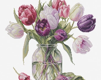 Bouquet of Tulips Cross Stitch Kit by Luca-S
