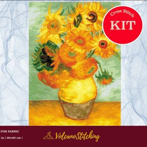 Sunflowers after V. Van Gogh&#39;s Painting cross stitch kit by RIOLIS 2032, Nature embroidery hoop art