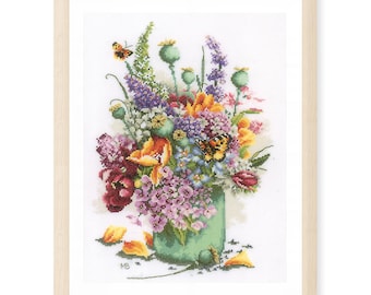 Kit de punto de cruz "Ramo de flores" de Lanarte