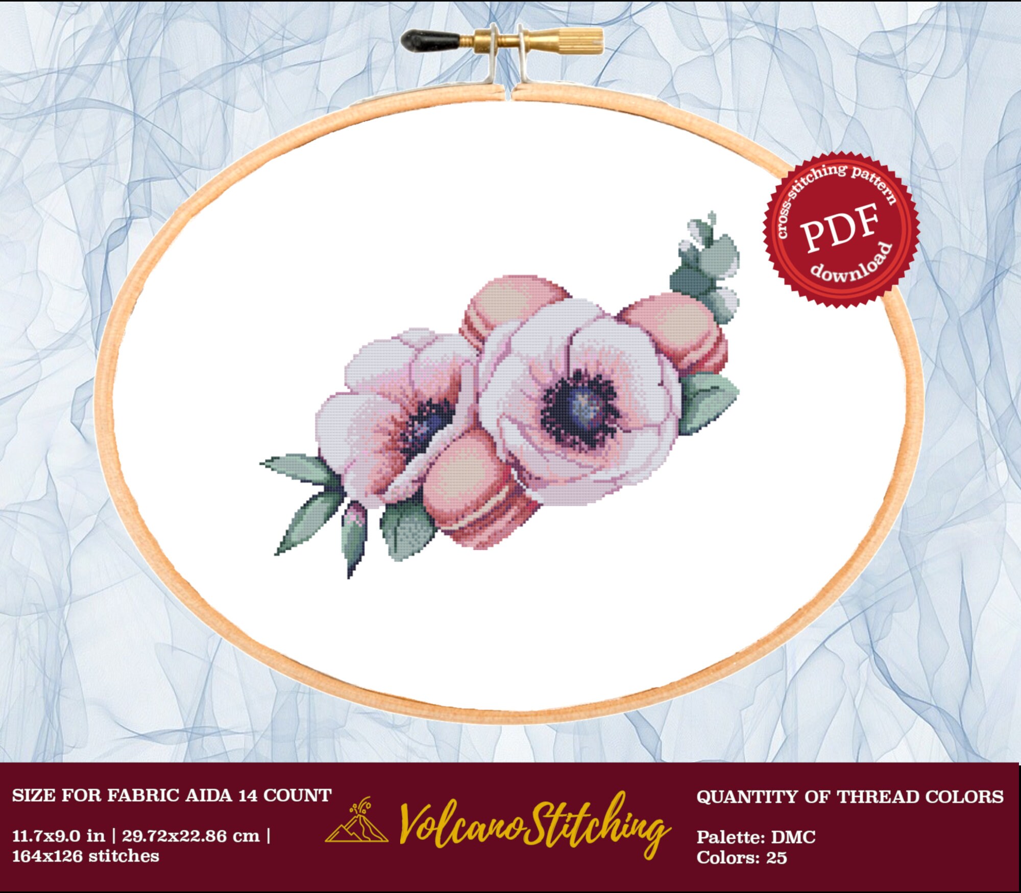 VolcanoStitching Embroidery Hoop Stand Set - Lowery Silver Gray