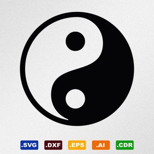 Símbolo Yin Yang Svg, Dxf, Eps, Ai, Cdr Archivos vectoriales para silueta, Cricut, Plotter de corte