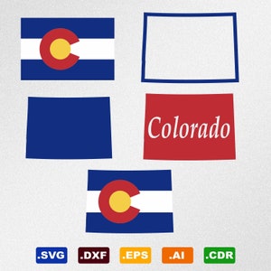 Colorado Map Flag Svg, Dxf, Eps, Ai, Cdr Vector Files for Silhouette, Cricut, Cutting Plotter