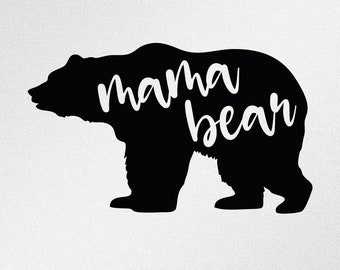 Mama Bear Svg, Dxf, Eps, Ai, Cdr Archivos vectoriales para silueta, Cricut, Plotter de corte