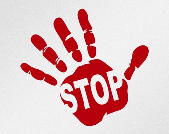 Stop Hand Print Svg, Dxf, Eps, Ai, Cdr Vector Files for Silhouette, Cricut, Cutting Plotter, Png file