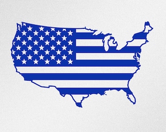 Usa Map Flag Svg, Dxf, Eps, Ai, Cdr Vector Files for Silhouette, Cricut, Cutting Plotter, Archivo Png