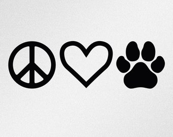 Peace Love Paw Svg, Dxf, Eps, Ai, Cdr Vector Files for Silhouette, Cricut, Cutting Plotter, Png file