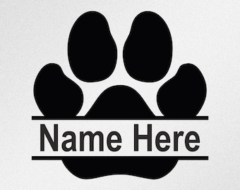 Paw Print Split Monogram Svg, Dxf, Eps, Ai, Cdr Vector Files for Silhouette, Cricut, Cutting Plotter, Png file