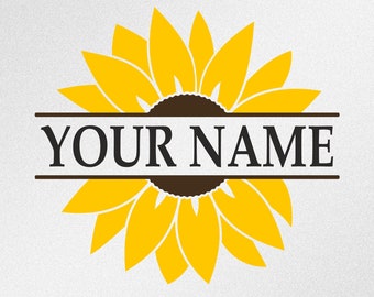 Sunflower Split Monogram SVG Vector Files for Cricut, Silhouette (Digital Download)
