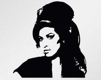 Amy Winehouse Portrait Svg, Dxf, Eps, Ai, Cdr Vector Files for Silhouette, Cricut, Cutting Plotter, Png File