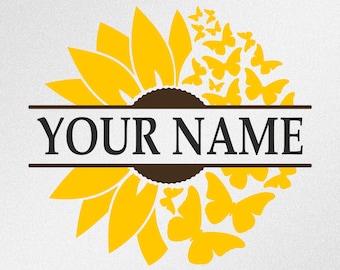 Download Sunflower With Name Etsy