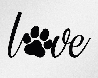 Love Paw Print Dog Lover Svg, Dxf, Eps, Ai, Cdr Vector Files for Silhouette, Cricut, Cutting Plotter, Png file