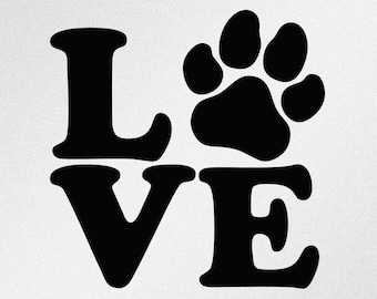 Love Paw Print Svg, Dxf, Eps, Ai, Cdr Vector Files for Silhouette, Cricut, Cutting Plotter, Fichier Png