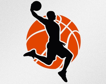 Giocatore di basket contro la palla Svg, Dxf, Eps, Ai, Cdr File vettoriali per Silhouette, Cricut, Plotter da taglio, file Png