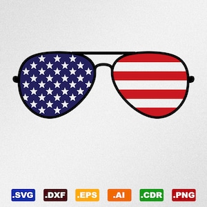 Aviator Sunglasses American Flag Svg, Dxf, Eps, Ai, Cdr Vector Files for Silhouette, Cricut, Cutting Plotter, Png file
