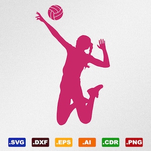 Arquivos vetoriais de jogador de voleibol Svg, Dxf, Eps, Ai, Cdr para silhueta, Cricut, plotter de corte, arquivo Png