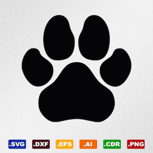 Chien patte impression Svg, Dxf, Eps, Ai, fichiers vectoriels Cdr pour Silhouette, Cricut, traceur de découpe, fichier Png
